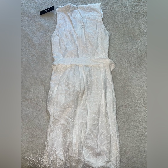 Lulus Always Ravishing White Cotton Eyelet Fringe Tulip Midi Dress - Picture 4 of 9